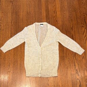 J.Crew Mohair Soufflé Long Cardigan Cream Grey Women's Medium Mohair Wool Blend